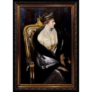 Spanish School (1960s) - Portrait Of Queen Victoria Eugenia De Battenberg
