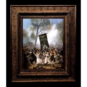 	 Francisco de Goya y Lucientes (1746-1829); suiveur de - L'Enterrement de la sardine à Madrid