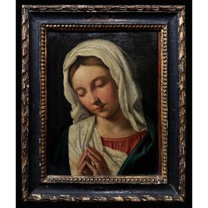 	 École Autrichienne (XVIII) - Madonna en Prière (D'après le Sassoferrat)