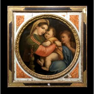 	 École Européene (XIX) - La Madonna della Seggiola (D'après Raphaël)