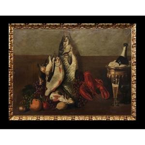 École Française (c. 1880) - Champagne et Homard