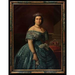 Studio Of Federico De Madrazo (1815–1894) — Monumental Portrait Of Isabel Ii, Queen Of Spain