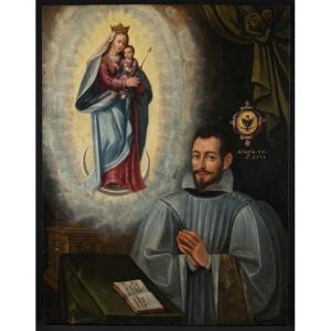 Maître Franco-Flamand (c. 1570) - Portrait de Chanoine devant de Notre-Dame des Grâces