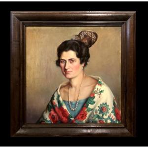 Ignacio Sánchez-Guardamino (1898-1984) - Portrait de Dame Espagnole