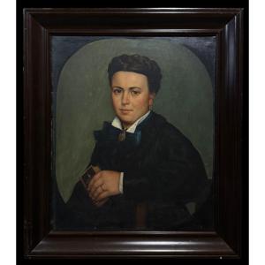 École réaliste (c.1860) – Portrait d'une jeune femme avec un livre de prières