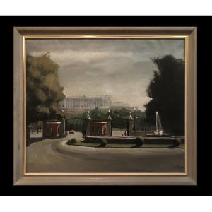 Francisco García Abuja (1924-2013) – Le vieux Madrid : vue du Palais royal