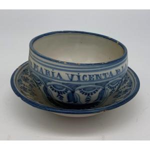 Faïence de Talavera, vers 1850 – Plat et bol de religieuse