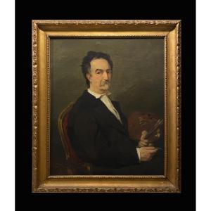 Josep Nin I Tudó (1840-1908) - Portrait Of His Master, The Famous Painter Carlos Luis De Ribera