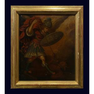 Êcole Espagnole Ou Coloniale (xviiième) - l'Archange Saint Michel, Vainqueur Du Diable