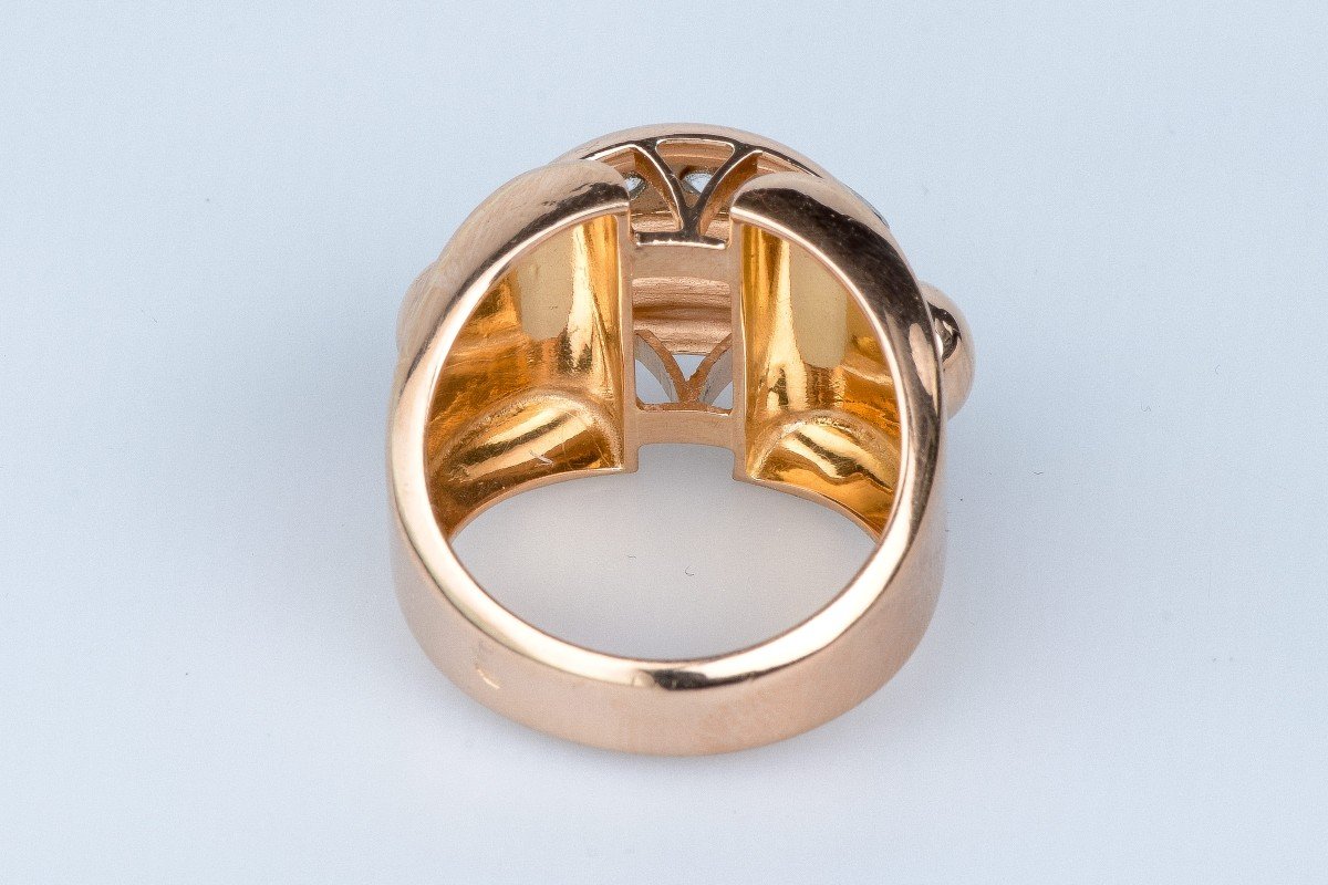 Tank Ring In 18 Cts Rose Gold Diamonds-photo-4