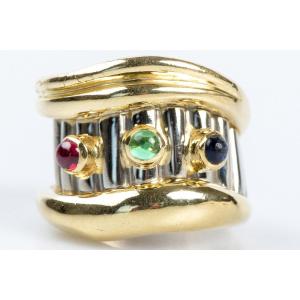 Cabochon Ring In 18k Yellow And White Two-tone Gold