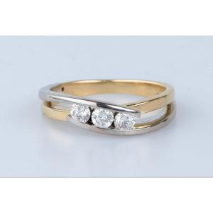 Ring In 18 Cts Yellow And White Gold With Diamonds