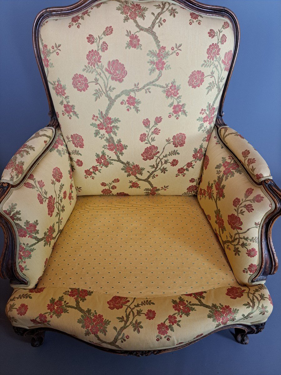 Paire De Bergères Louis XV, Dossier Plat "à La Reine".-photo-4