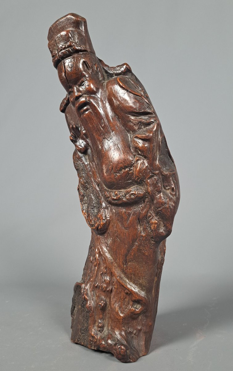 Chinese Root Wood Statuette.-photo-4