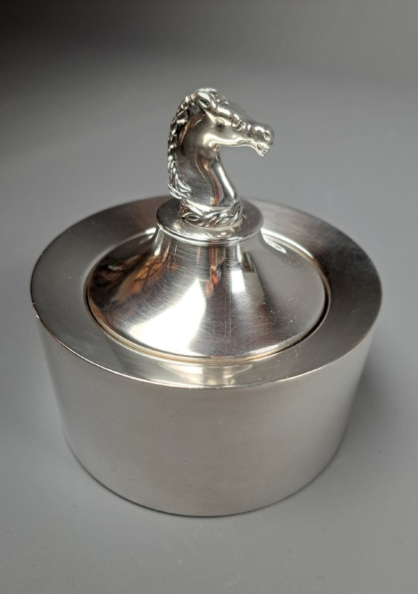 Hermes Paris Silver Metal Ashtray.
