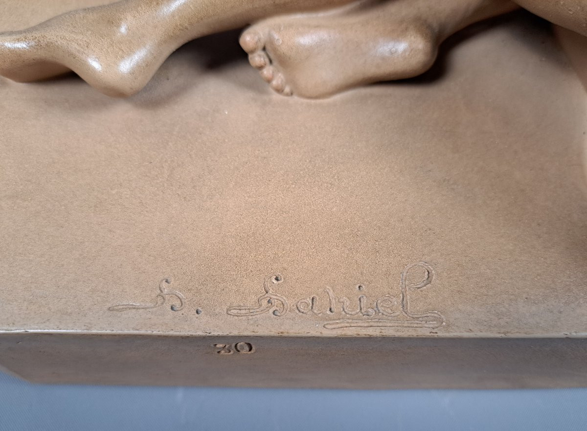 "Nue Endormie", Terre Cuite Début XXème.-photo-4