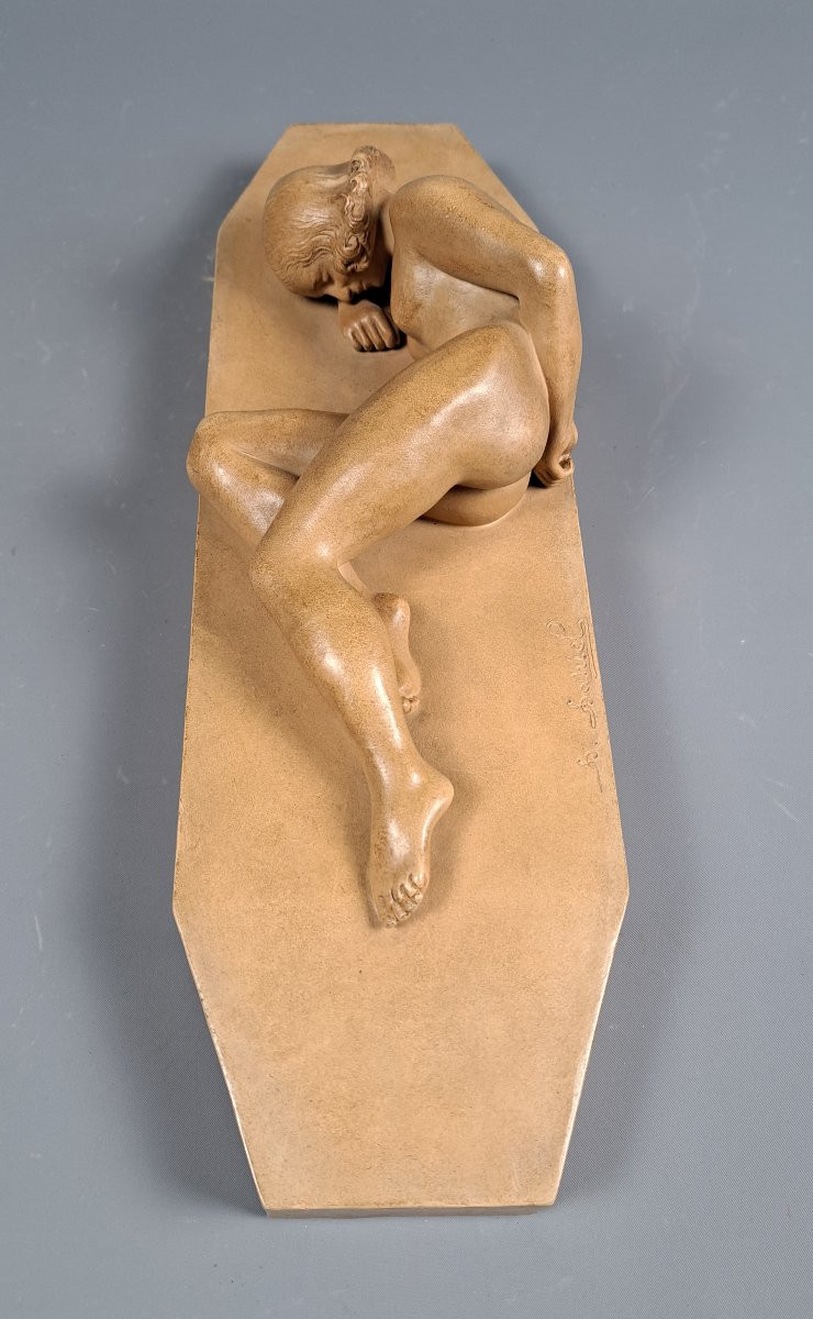 "Nue Endormie", Terre Cuite Début XXème.-photo-8