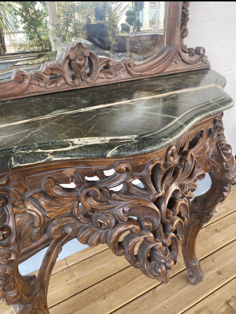 Neoclassical Baroque Style Console And Mirror Set.-photo-4