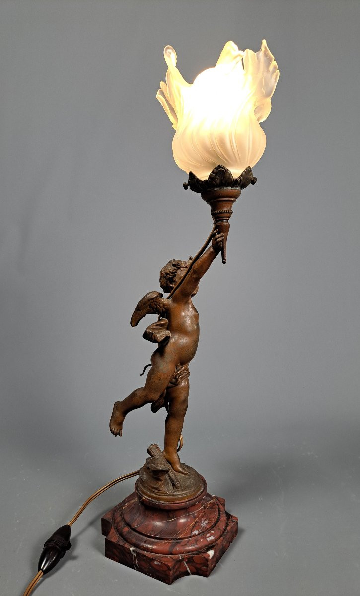 Lampe Torchère "Cupidon", par Grégoire ( XIXème).-photo-4