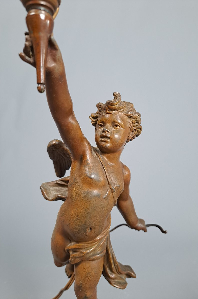 Lampe Torchère "Cupidon", par Grégoire ( XIXème).-photo-1