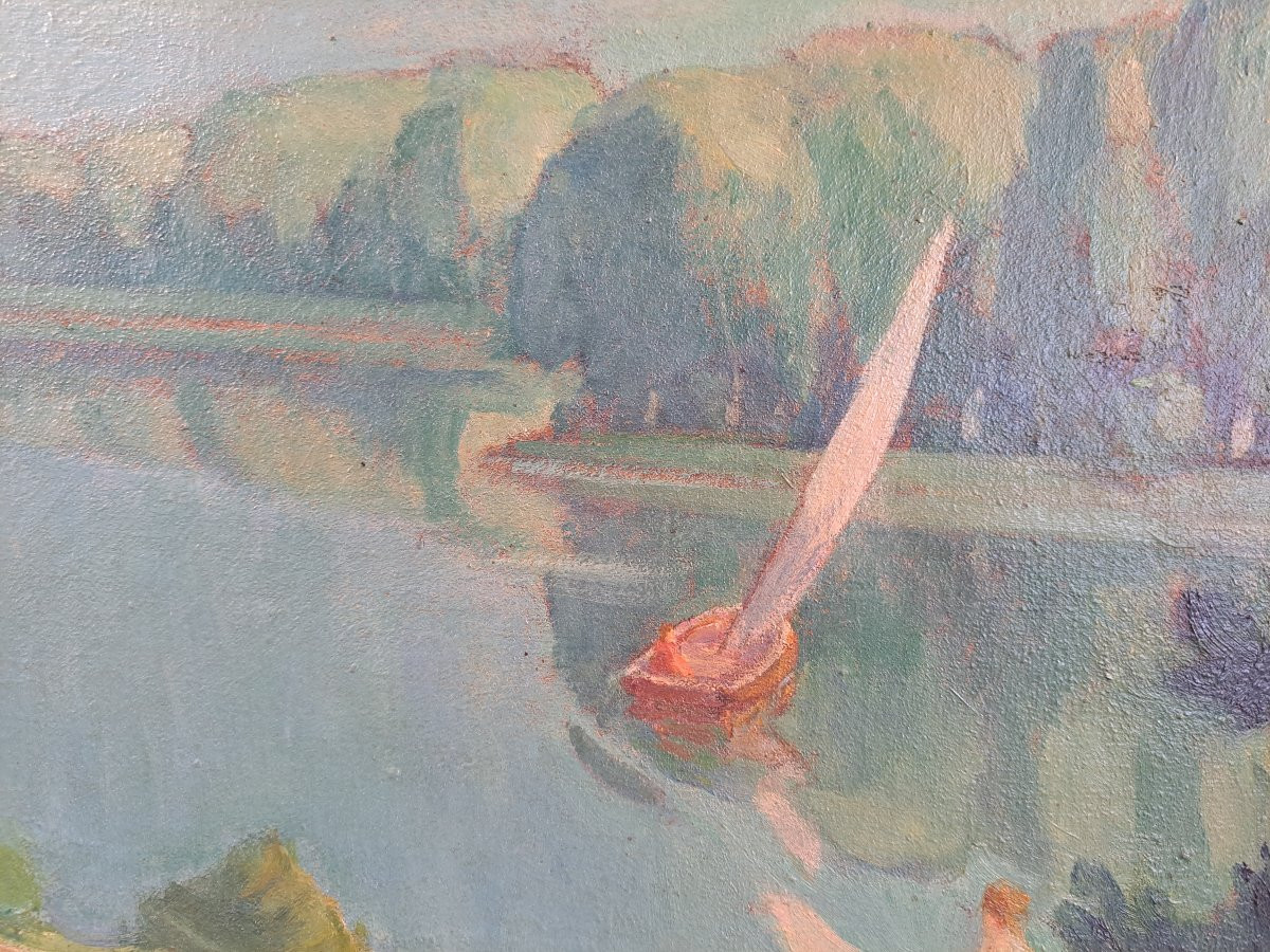 Bauche Léon-charles, "bather At The Lake" Around 1920/30.-photo-1