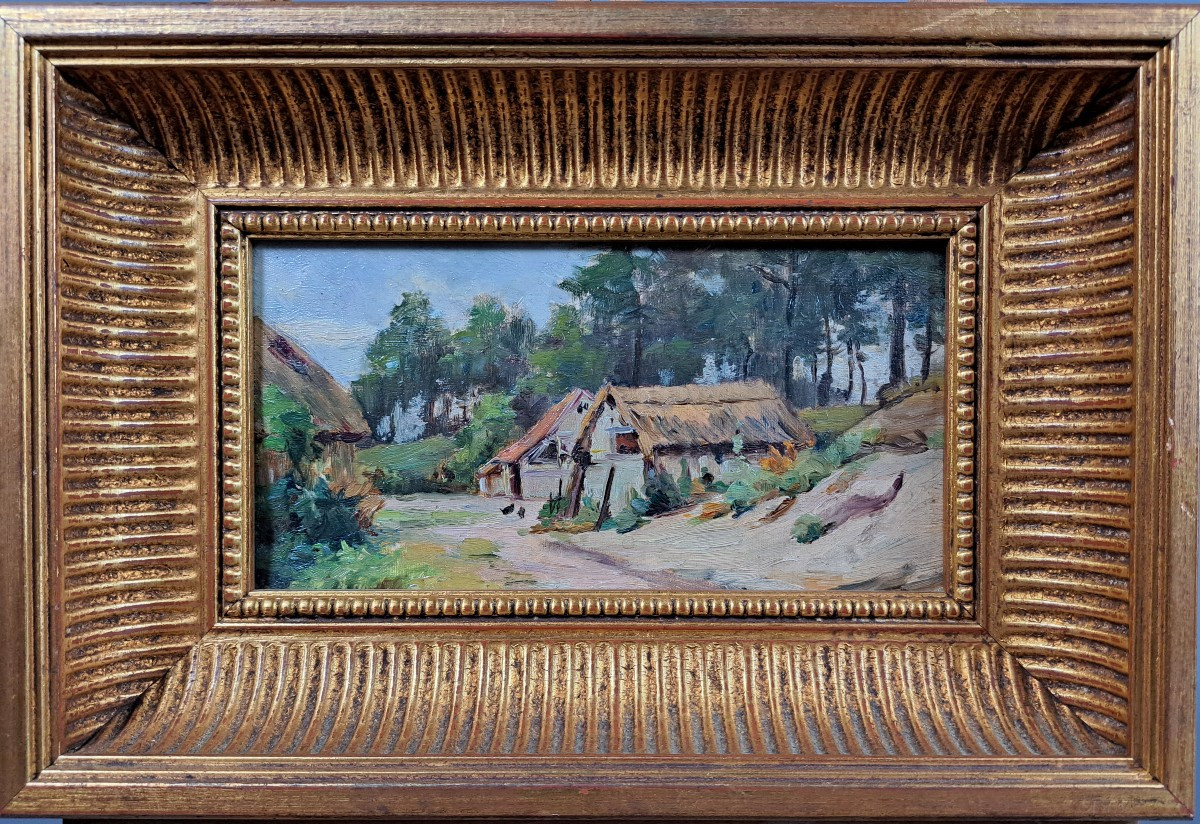 "landaise Farm", Oil On Panel.