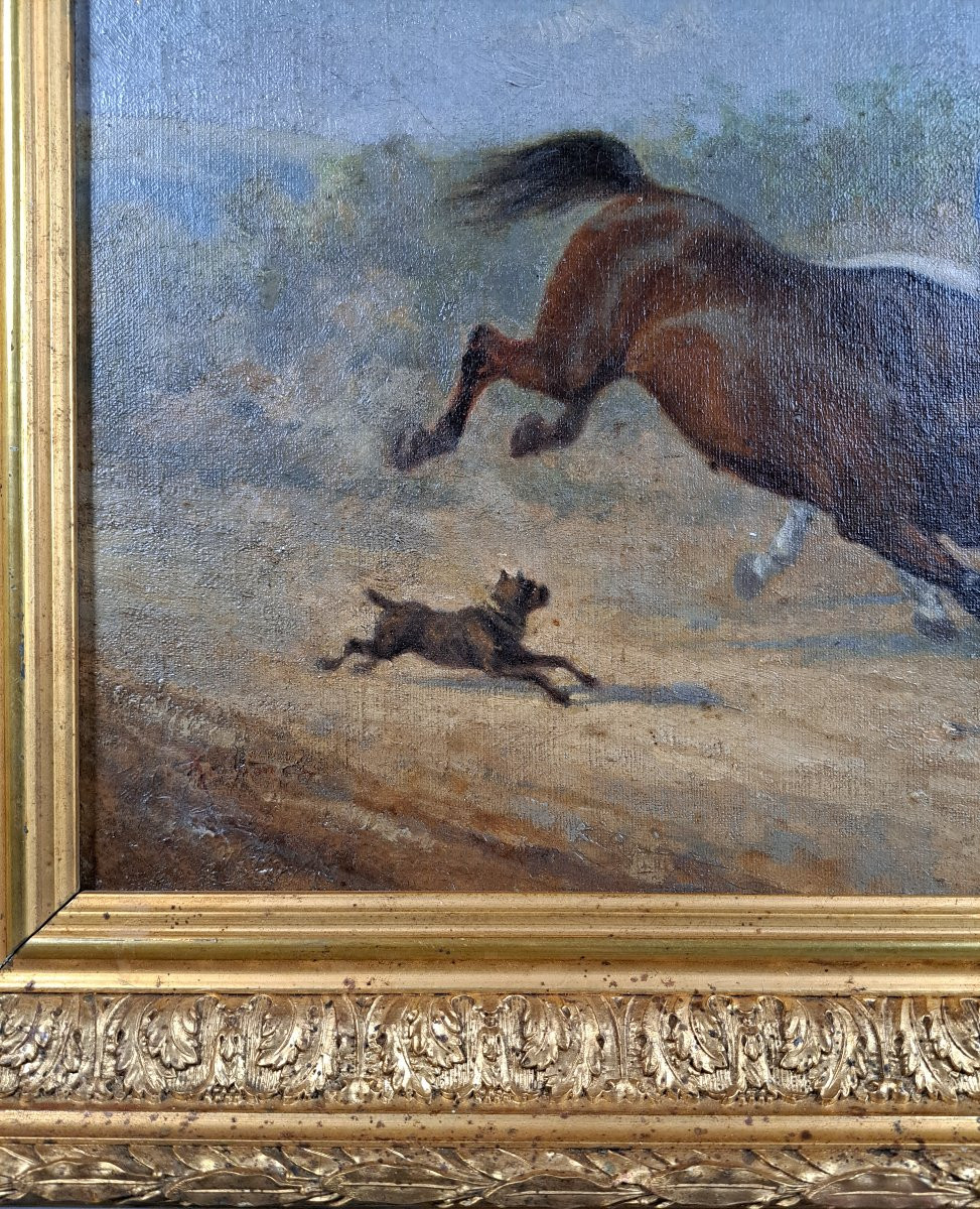 "Cavalier et montures", école française fin 19ème.-photo-4