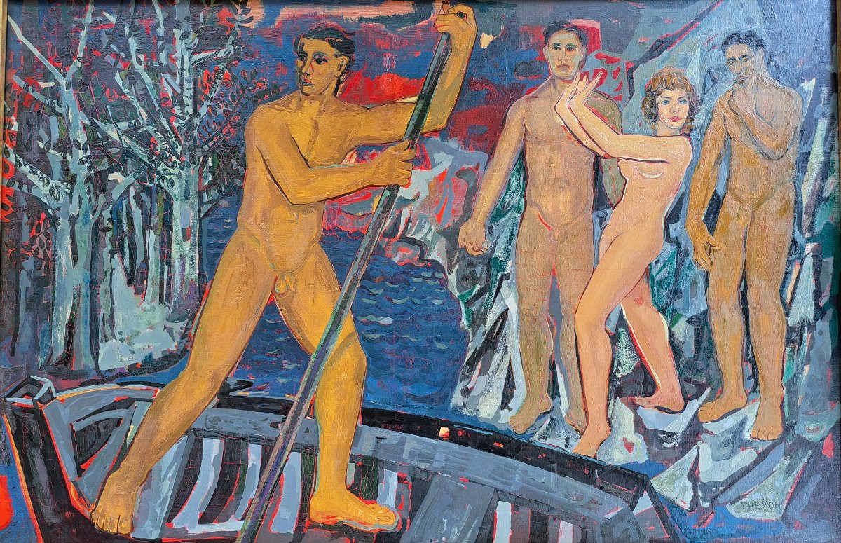 Pierre THERON (1918-2001) - Grande Huile sur Toile.-photo-4