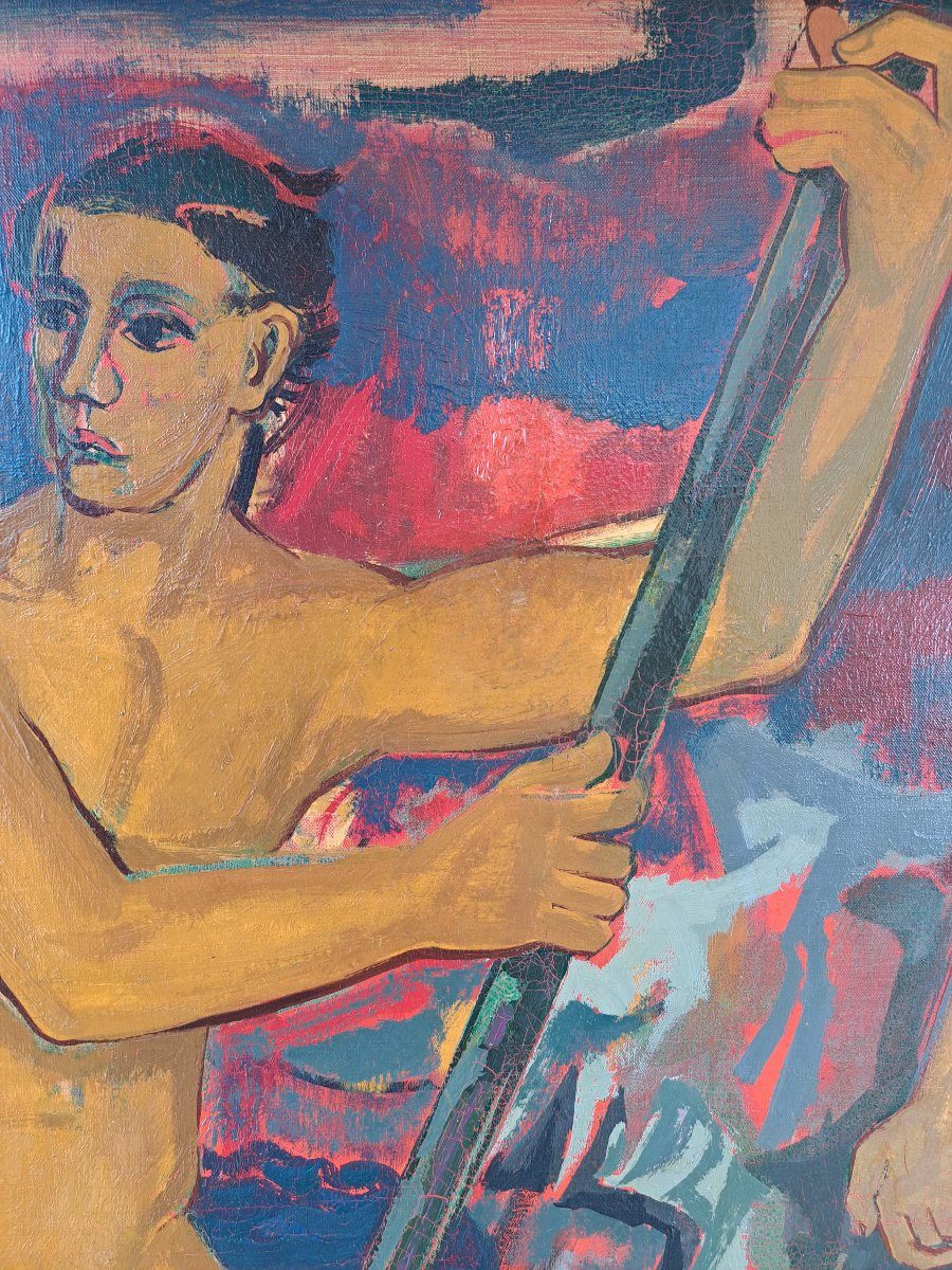 Pierre THERON (1918-2001) - Grande Huile sur Toile.-photo-4