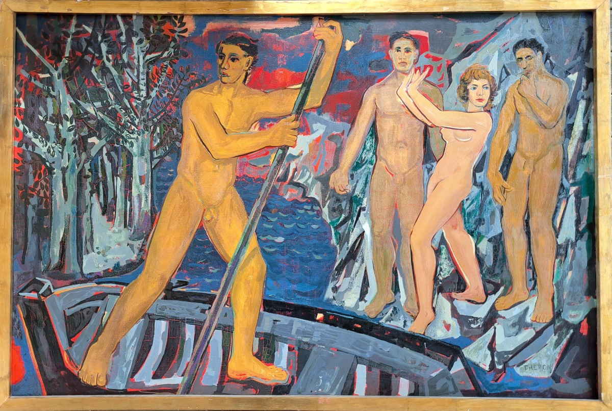 Pierre THERON (1918-2001) - Grande Huile sur Toile.