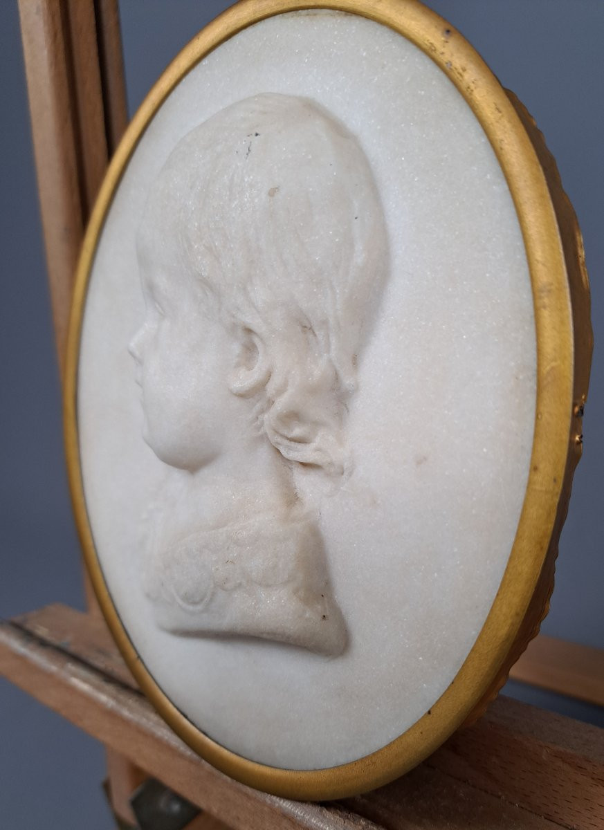 Amboise Pascal Liotard (1810-1876), Bas relief médaillon en marbre.-photo-3