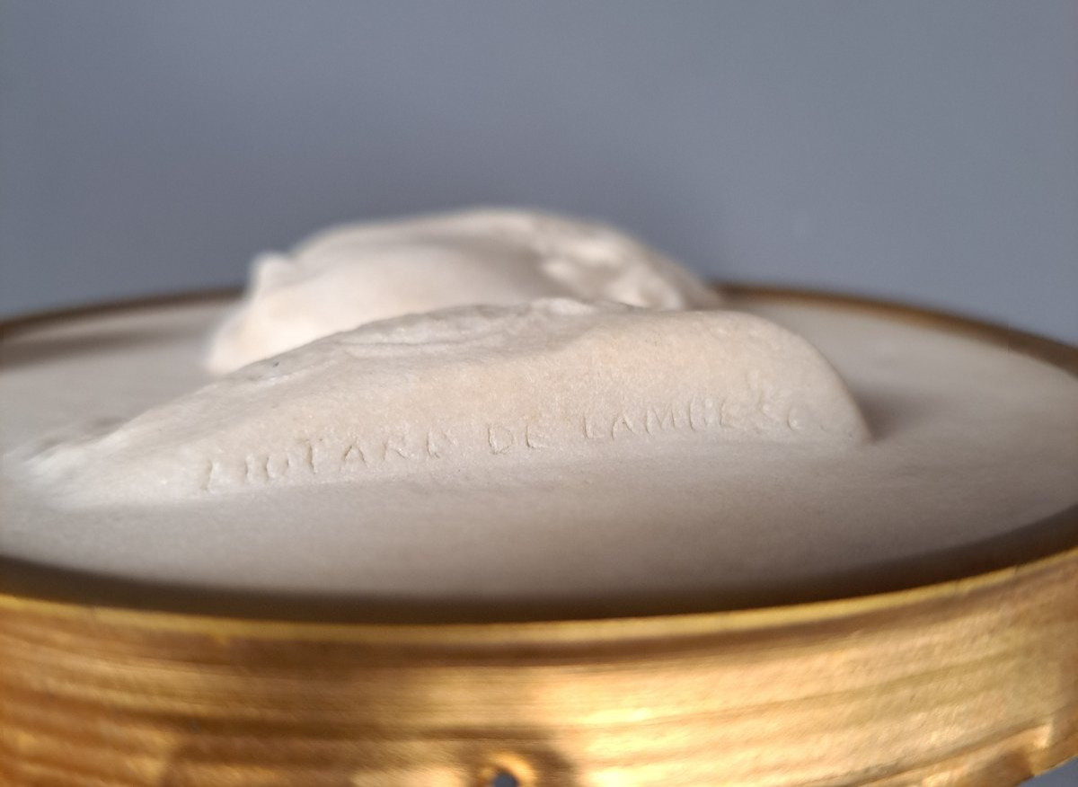 Amboise Pascal Liotard (1810-1876), Bas relief médaillon en marbre.-photo-3