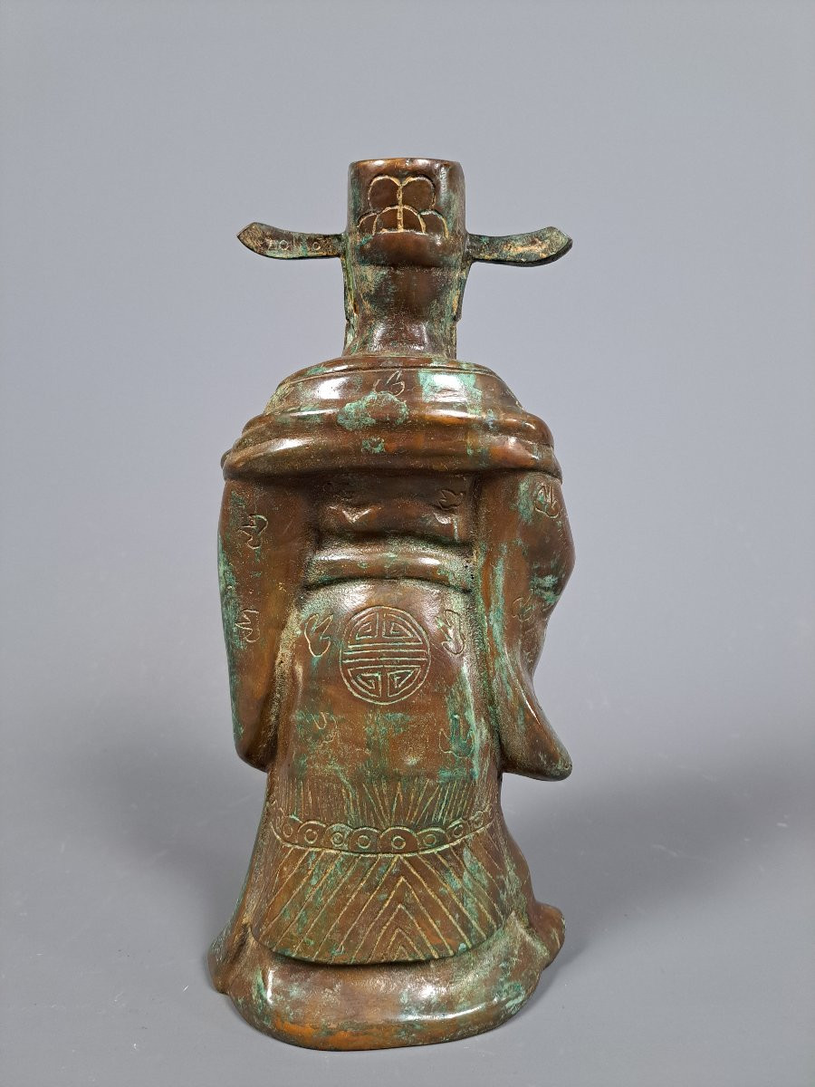 Bronze de dignitaire mandarin, Début XXème.-photo-2