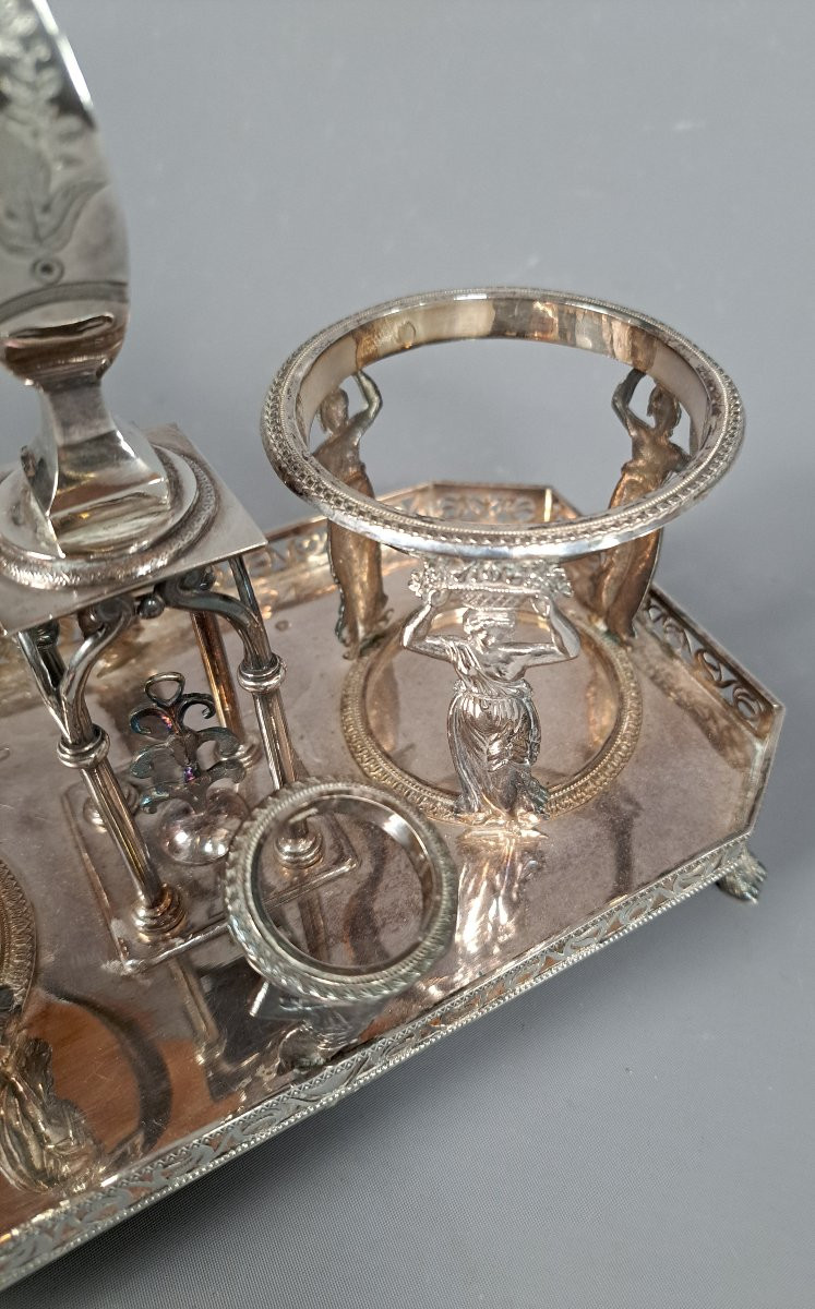 Monture pour Huilier-Vinaigrier en argent, début 19ème.-photo-5