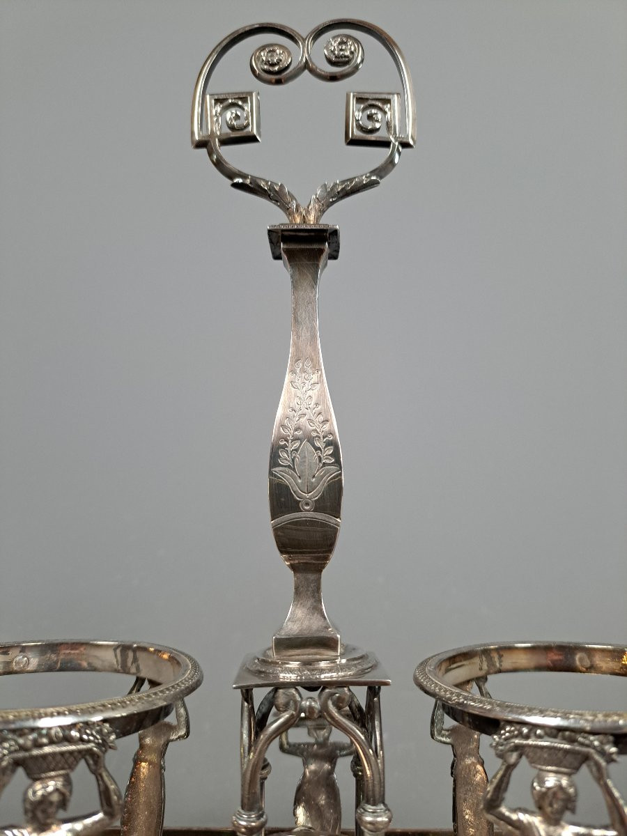 Monture pour Huilier-Vinaigrier en argent, début 19ème.-photo-6
