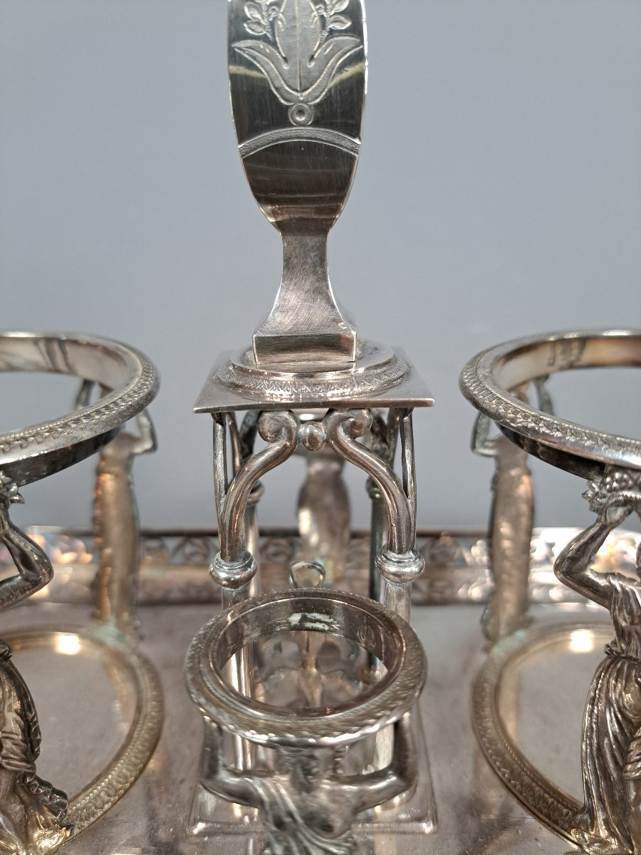 Monture pour Huilier-Vinaigrier en argent, début 19ème.-photo-7