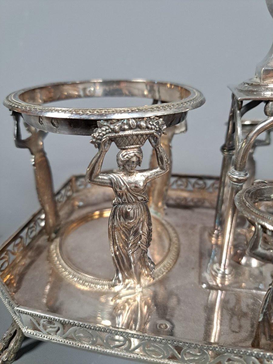 Monture pour Huilier-Vinaigrier en argent, début 19ème.-photo-8