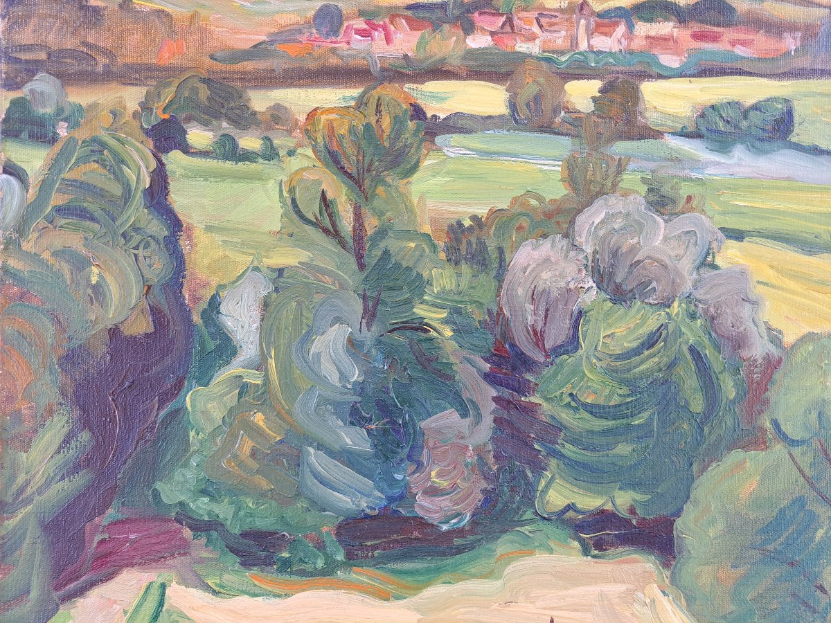 “view Of The Village”, Expressionist School Of The 20th Century.-photo-3