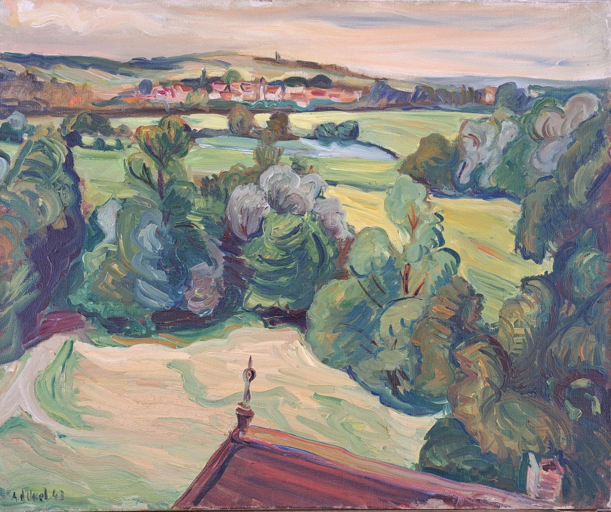 “view Of The Village”, Expressionist School Of The 20th Century.