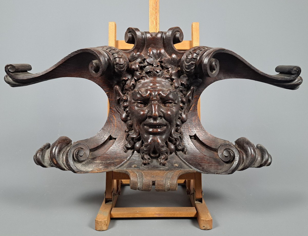 "carved Oak Faun's Head", Second Half Of The 19th Century.