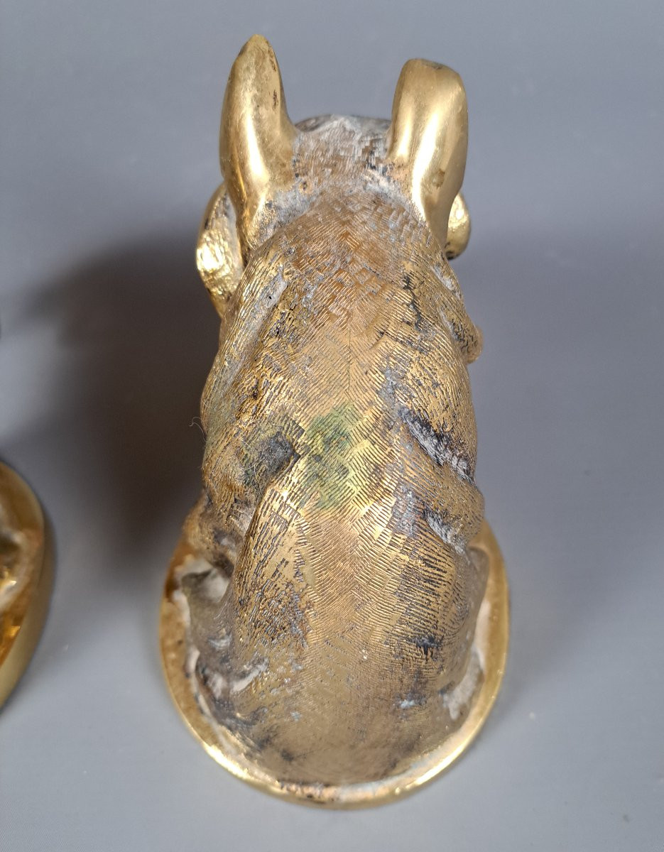 Pair Of Gilded Bronze Horse Heads.-photo-4