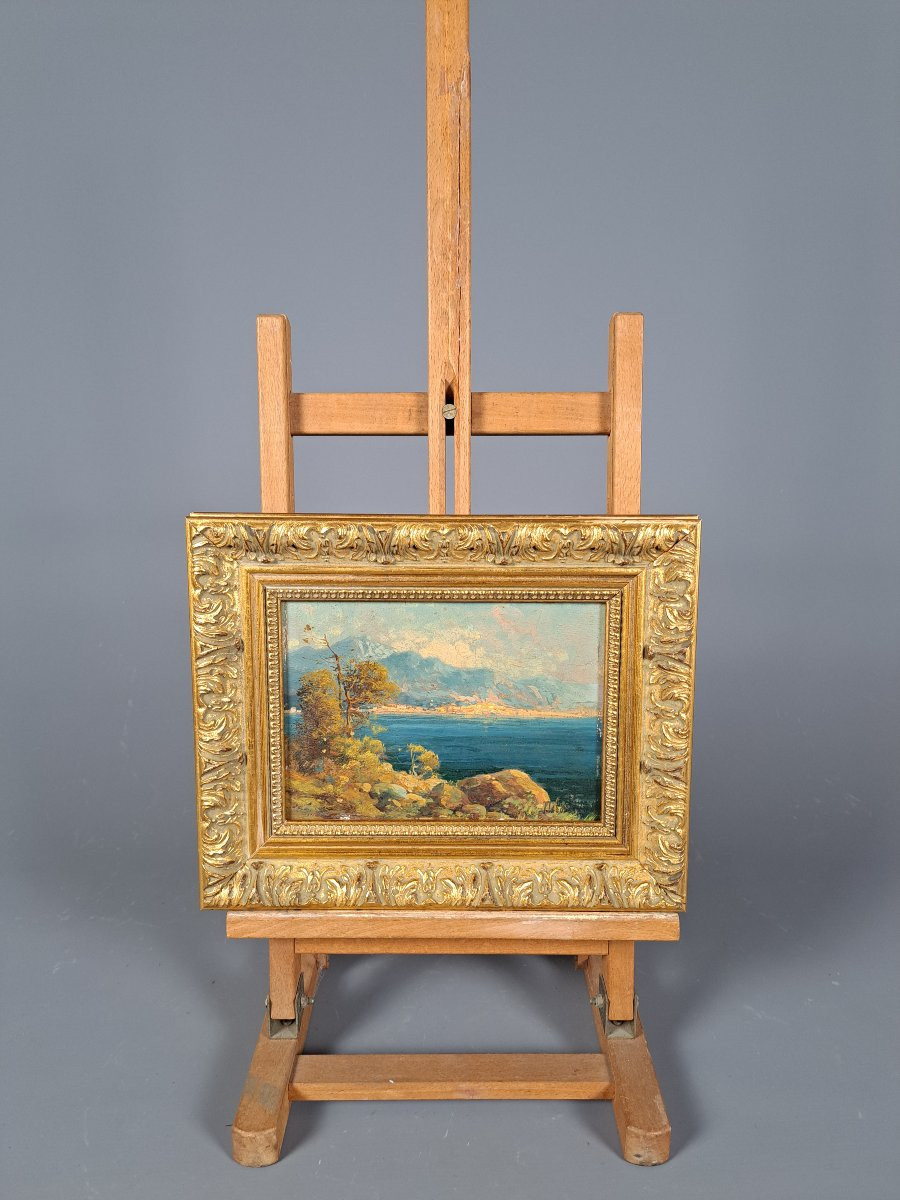 "mediterranean Bay", Oil On Hardboard, Early 20th Century.-photo-1