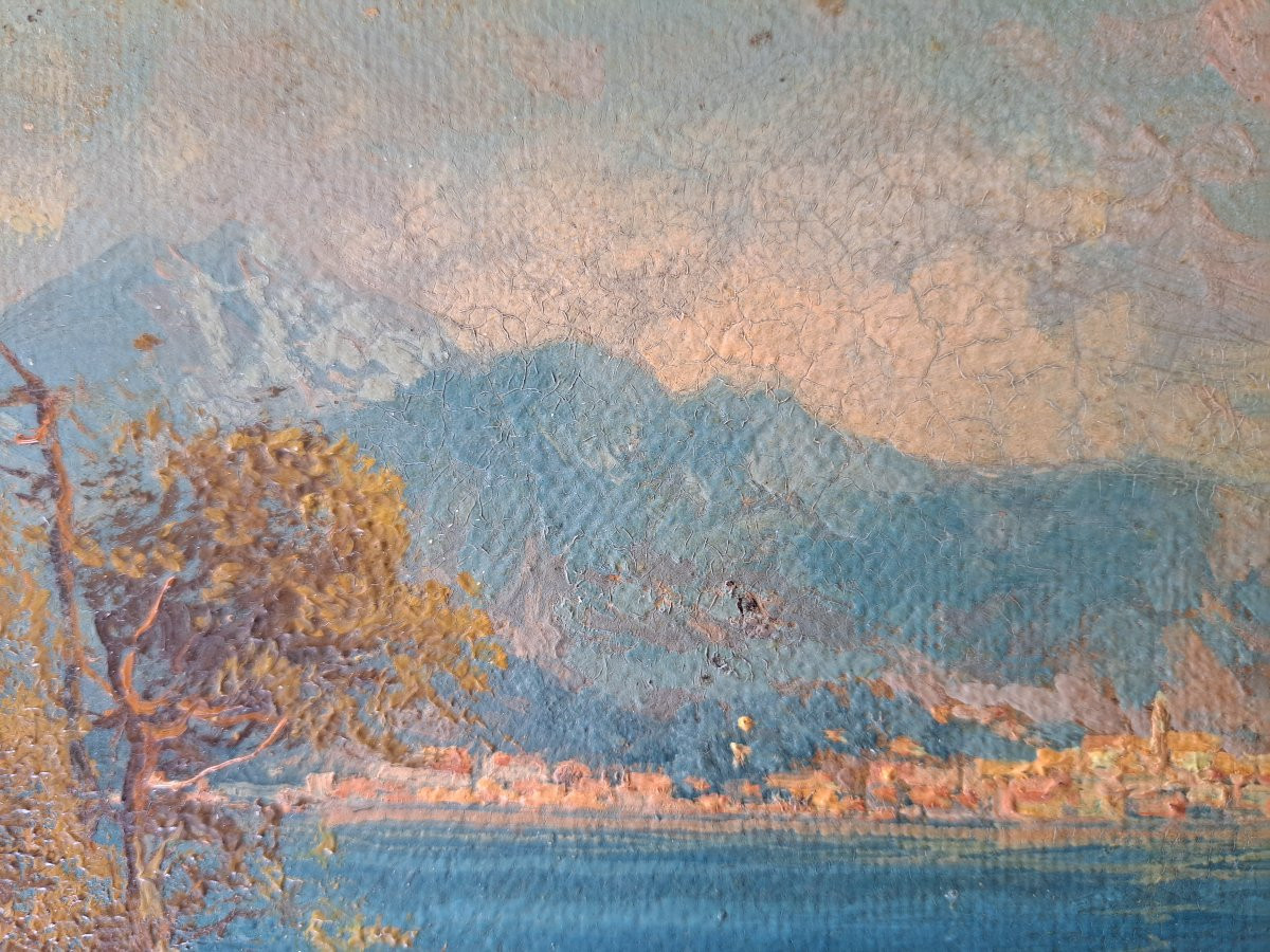 "mediterranean Bay", Oil On Hardboard, Early 20th Century.-photo-4