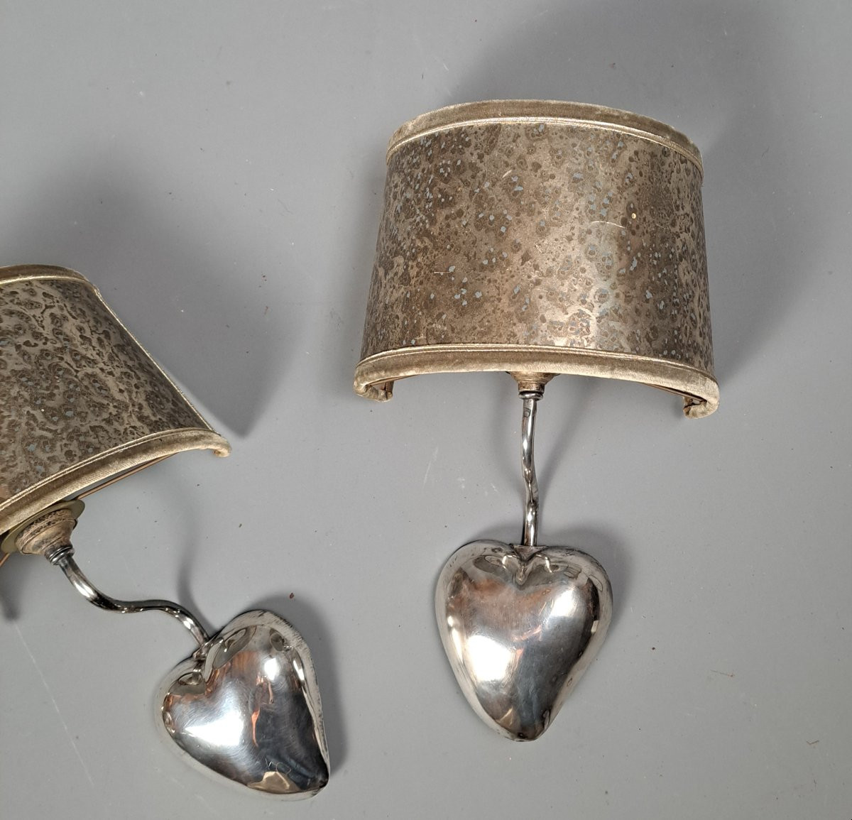 Pair Of Silver Metal Wall Lights From The Early 1970s.-photo-3