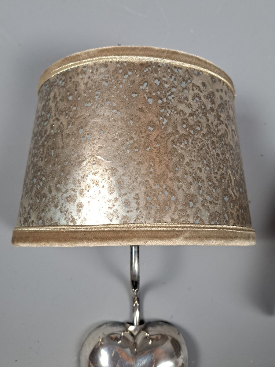 Pair Of Silver Metal Wall Lights From The Early 1970s.-photo-1
