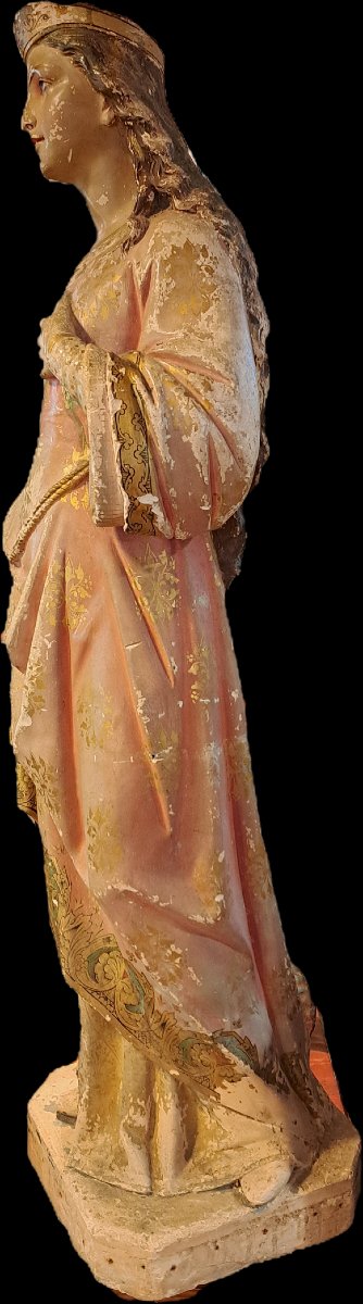 Important Polychrome Plaster Statue Of A Saint.-photo-4