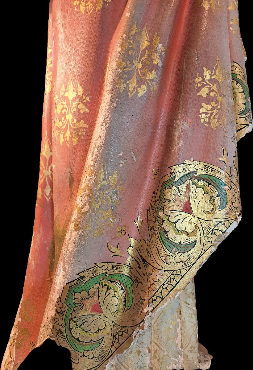 Important Polychrome Plaster Statue Of A Saint.-photo-1