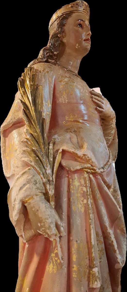 Important Polychrome Plaster Statue Of A Saint.-photo-6