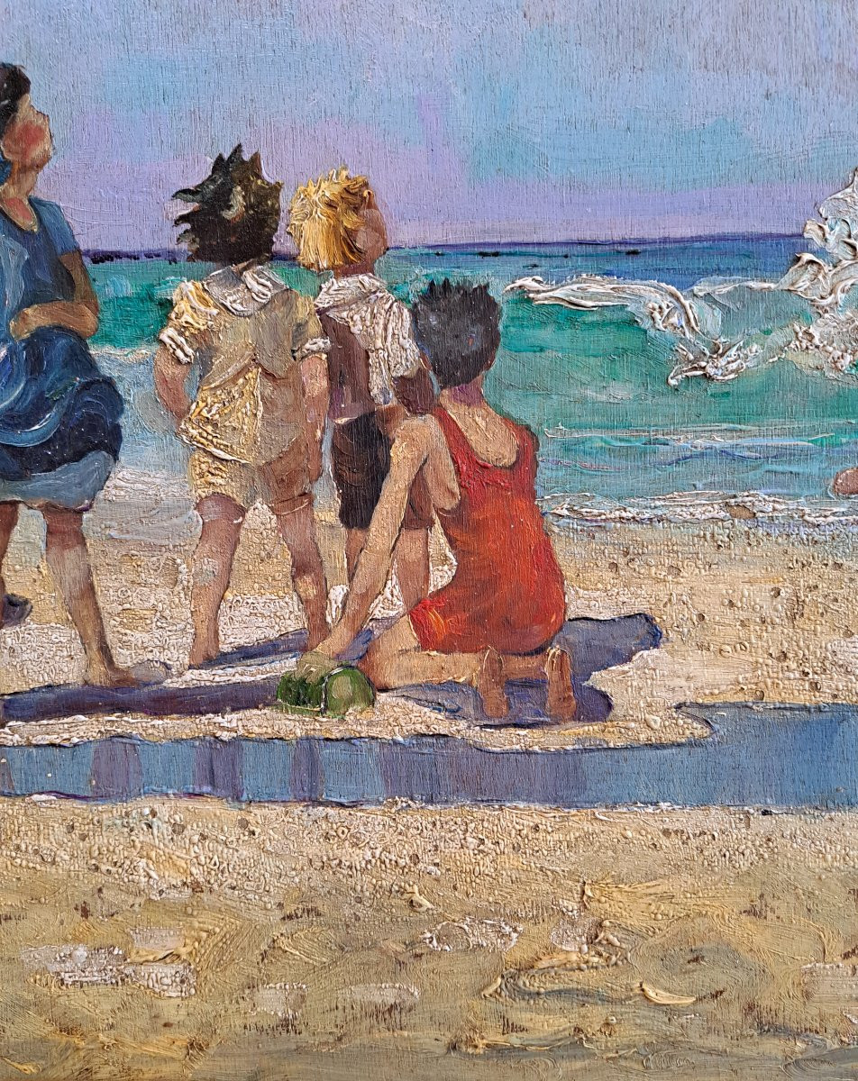 "Jeux sur la plage", Claude BERNARD (1926-2016)-photo-3