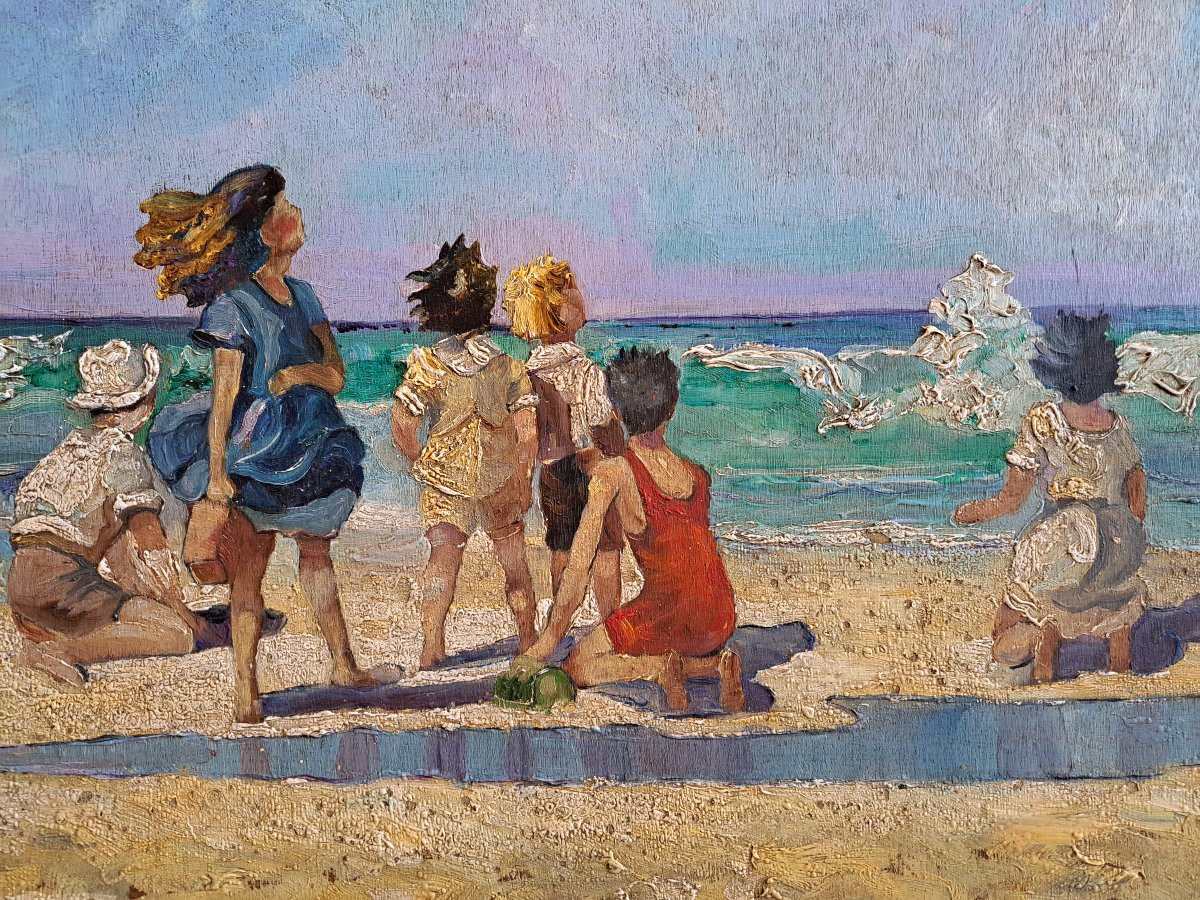 "Jeux sur la plage", Claude BERNARD (1926-2016)-photo-4
